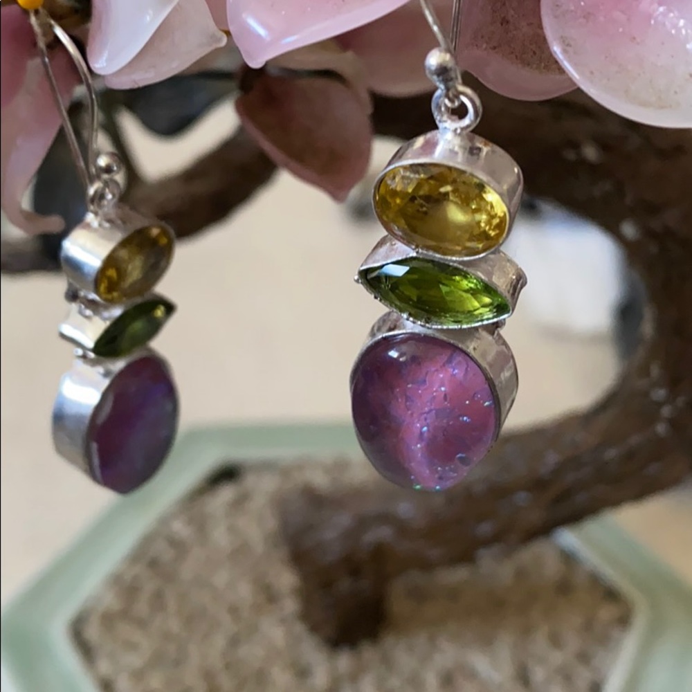 Vintage 925 Australian opal citron peridot